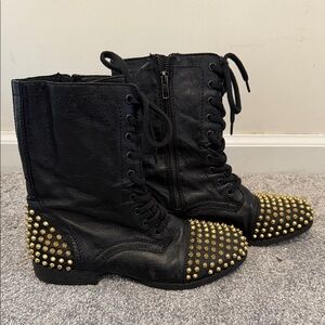 Steve Madden Black Moto Boots with Gold Accents